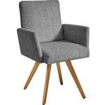 ARMLEHNSTUHL  in Chenille  - Eichefarben/Hellgrau, Design, Holz/Textil (56/92/60cm) - Dieter Knoll