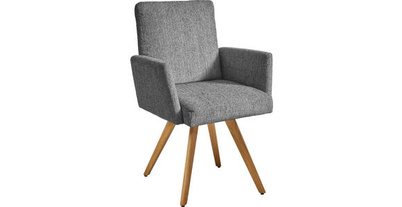 ARMLEHNSTUHL in Chenille - Eichefarben/Hellgrau, Design, Holz/Textil (56/92/60cm) - Dieter Knoll