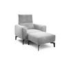 Sessel inkl. Hocker in Samt Hellgrau  - Hellgrau/Schwarz, Design, Textil/Metall (110/85/86-94cm) - SENSOO
