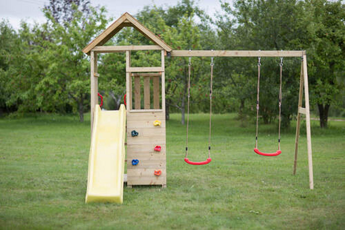 SPIELTURM 340/270/280 cm  - Gelb/Naturfarben, KONVENTIONELL, Holz (340/270/280cm) - Ambia Garden