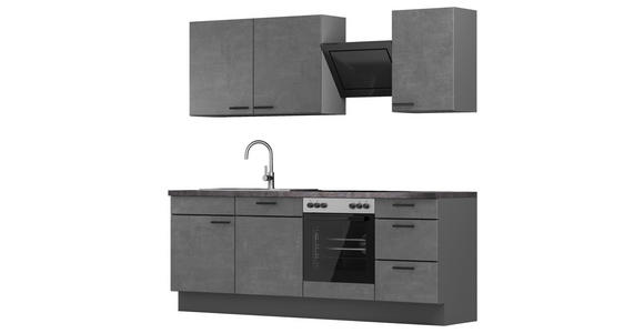KÜCHENBLOCK 230 cm  in Graphitfarben, Dunkelgrau  - Dunkelgrau/Schwarz, MODERN, Holzwerkstoff/Metall (230cm) - Xora