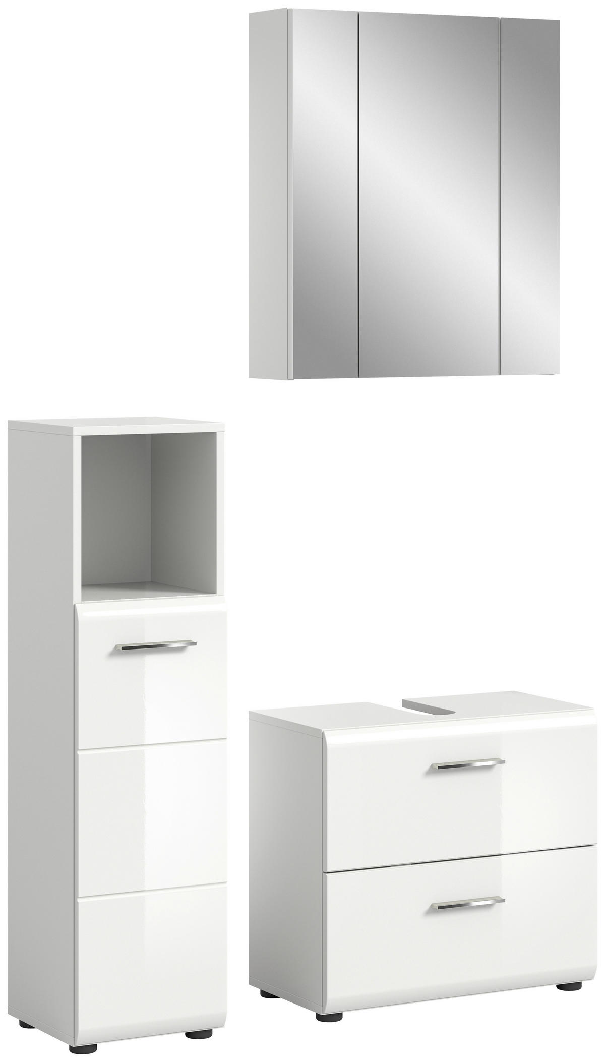 KOUPELNA vysoce lesklá bílá  - barvy stříbra/černá, Moderní, kompozitní dřevo/plast (90cm) - MID.YOU