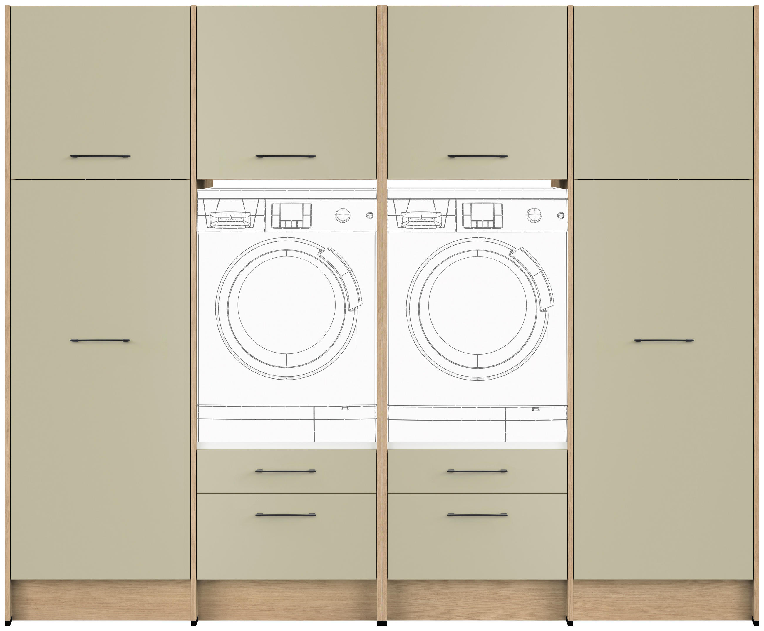 HAUSWIRTSCHAFTSRAUM Eichefarben, Salbeigrün  - Eichefarben/Salbeigrün, Basics, Holzwerkstoff (249,6cm) - Impuls
