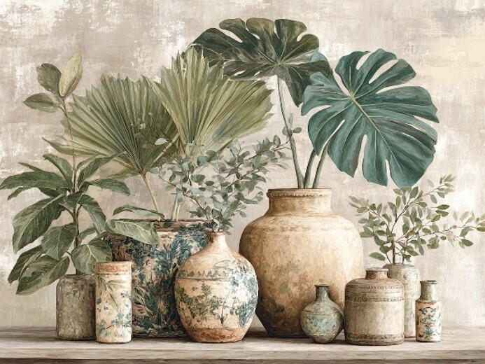 LEINWANDBILD Stillleben, Pflanzen 60/80 cm  - Multicolor, Basics, Holz/Papier (60/80cm) - Euroart