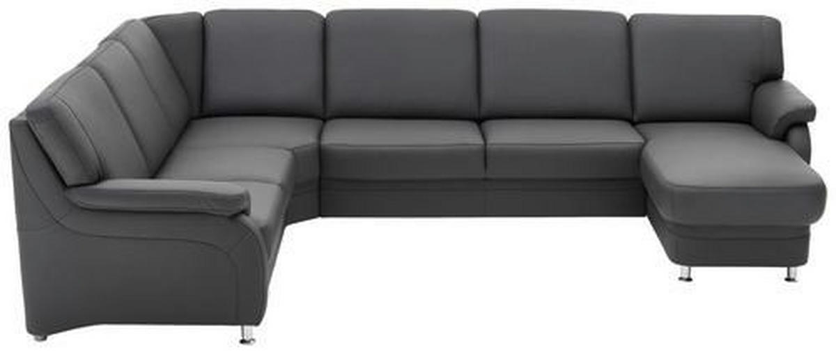 WOHNLANDSCHAFT Anthrazit Echtleder  - Anthrazit/Alufarben, KONVENTIONELL, Leder/Metall (239/329/165cm) - Beldomo Premium