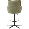 BARHOCKER Leinenoptik Grün, Schwarz Eisen Stoffauswahl, Sitzfläche 360° drehbar  - Taupe/Schwarz, Design, Textil/Metall (58/103-123/61cm) - Novel
