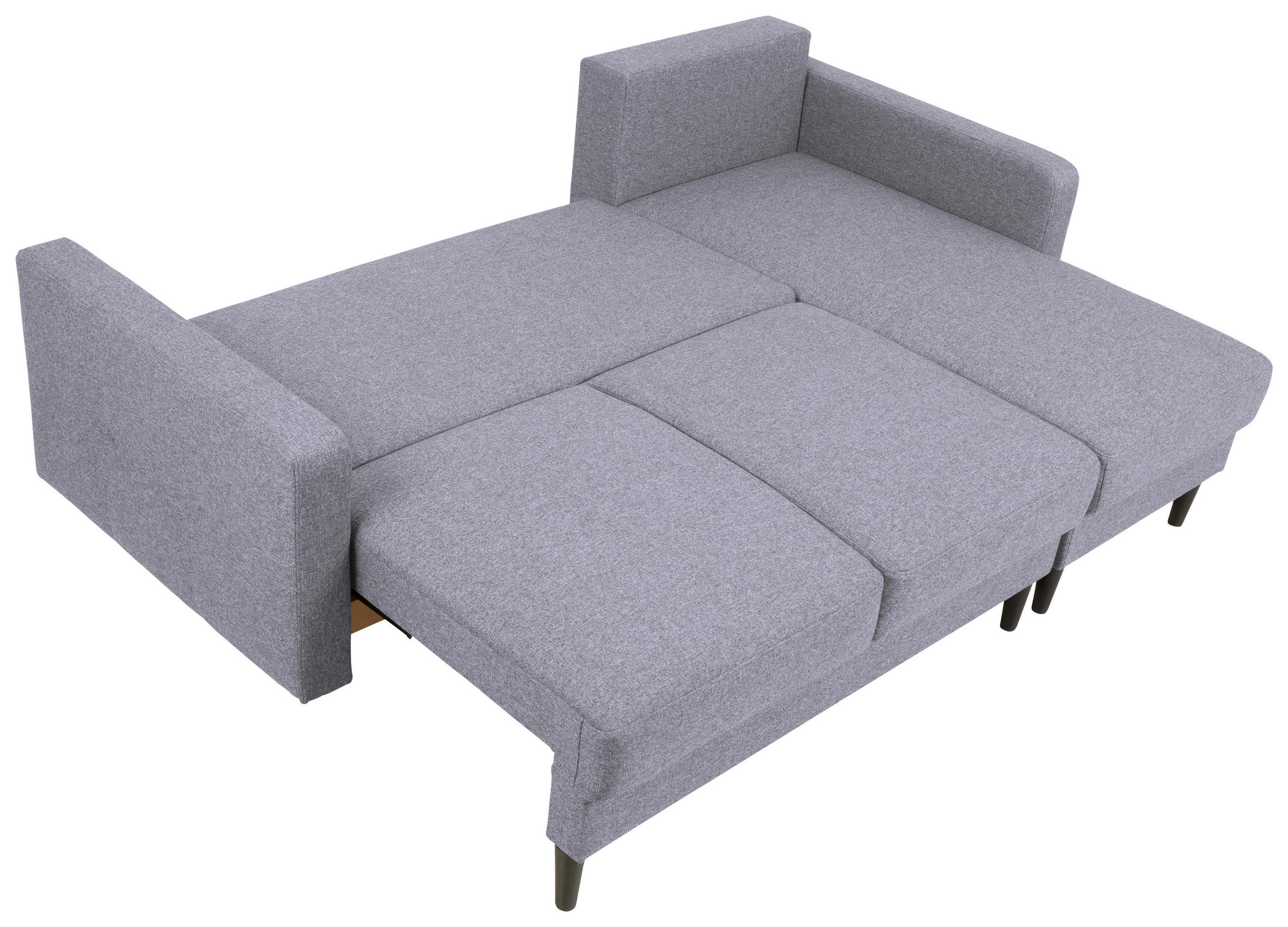 ECKSOFA Hellgrau Flachgewebe - Hellgrau/Schwarz, KONVENTIONELL, Holz/Textil (223/157cm) - MID.YOU