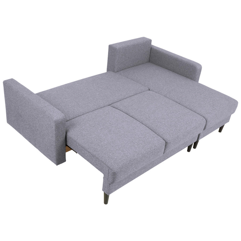 Thumbnail - Mid.you Ecksofa, Hellgrau, Textil, Eiche, 2-Sitzer, Füllung: Polyetherschaumkern, seitenverkehrt montierbar, L-Form, 223...
