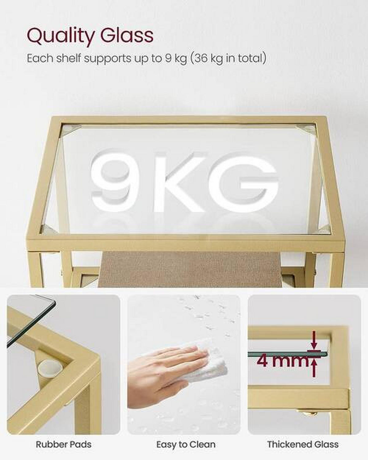 REGAL Goldfarben  40/95/30 cm  - Goldfarben, Trend, Glas/Metall (40/95/30cm) - Boxxx