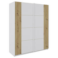 SCHWEBETÜRENSCHRANK  in Weiß, Eiche Artisan  - Weiß/Eiche Artisan, KONVENTIONELL, Holzwerkstoff/Metall (170/211/68cm) - Hom`in