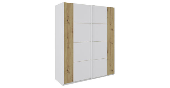 SCHWEBETÜRENSCHRANK  in Weiß, Eiche Artisan  - Weiß/Eiche Artisan, KONVENTIONELL, Holzwerkstoff/Metall (170/211/68cm) - Hom`in
