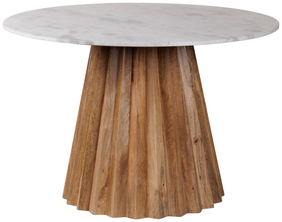 ESSTISCH 115/76/115 cm Echtholz  Holz, Stein schnell aufzubauende und stabile Arbeitsfläche rund Naturfarben  - Naturfarben, Modern, Holz/Stein (115/76/115cm) - Livetastic