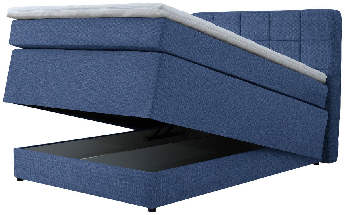 BOXSPRINGBETT 140/200 cm  in Blau  - Blau/Schwarz, Konventionell, Kunststoff/Textil (140/200cm) - Moderano