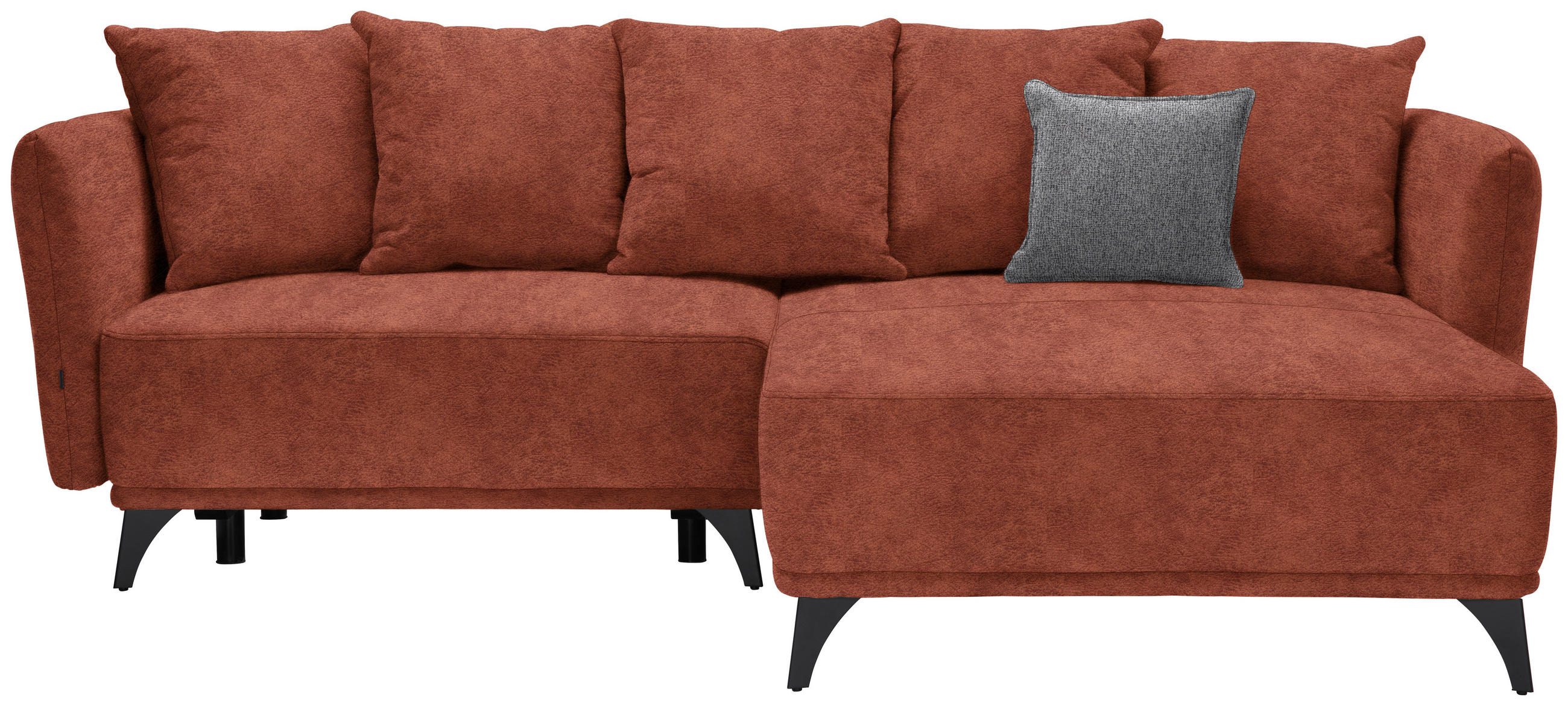 ECKSOFA in Chenille Rostfarben  255/172 cm  - Rostfarben/Schwarz, LIFESTYLE, Textil/Metall (255/172cm) - Carryhome