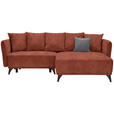 ECKSOFA in Chenille Rostfarben  - Rostfarben/Schwarz, LIFESTYLE, Textil/Metall (255/172cm) - Carryhome