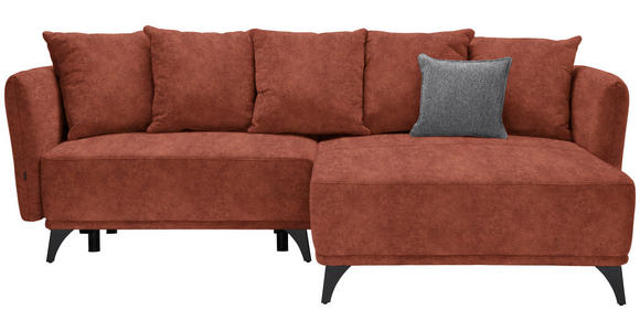 ECKSOFA in Chenille Rostfarben  - Rostfarben/Schwarz, LIFESTYLE, Textil/Metall (255/172cm) - Carryhome