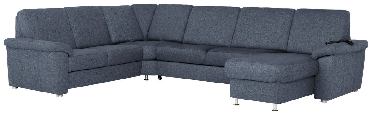 WOHNLANDSCHAFT Blau Flachgewebe  - Chromfarben/Blau, KONVENTIONELL, Textil/Metall (240/330/163cm) - Beldomo System