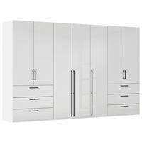 DREHTÜRENSCHRANK 350/235/61 cm,  in Weiß, Weiß Hochglanz, 7-türig  - Weiß Hochglanz/Schwarz, Basics, Holzwerkstoff/Metall (350/235/61cm) - Novel