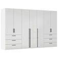 DREHTÜRENSCHRANK 350/223/61 cm,  in Weiß, Weiß Hochglanz, 7-türig  - Weiß Hochglanz/Schwarz, Basics, Holzwerkstoff/Metall (350/223/61cm) - Novel