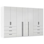 DREHTÜRENSCHRANK 350/223/61 cm,  in Weiß, Weiß Hochglanz, 7-türig  - Weiß Hochglanz/Schwarz, Basics, Holzwerkstoff/Metall (350/223/61cm) - Novel