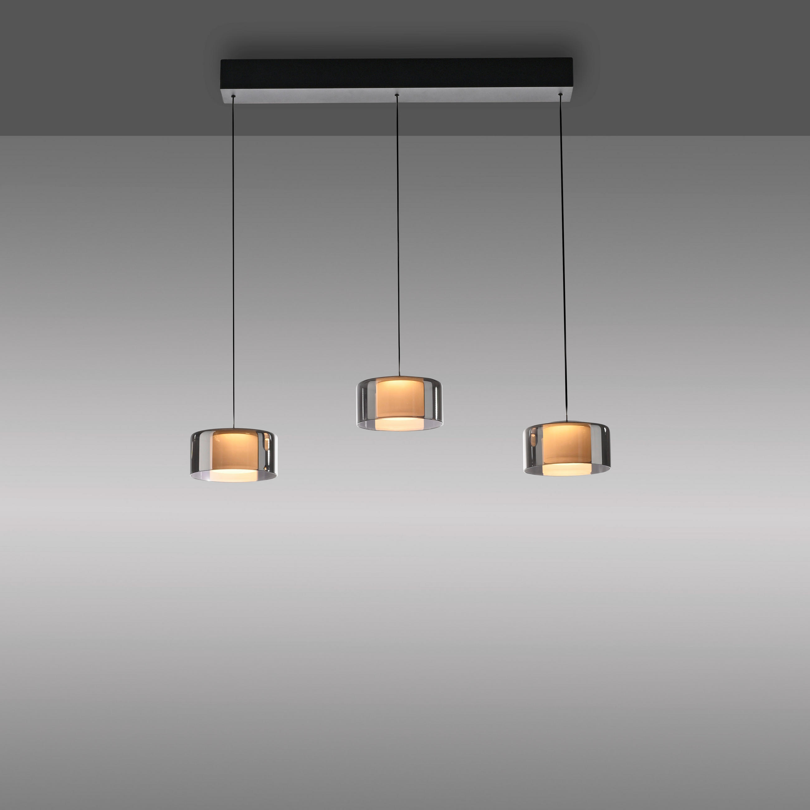 LED-HÄNGELEUCHTE 66/15/220 cm   - Schwarz, Design, Glas/Kunststoff (66/15/220cm) - Paul Neuhaus