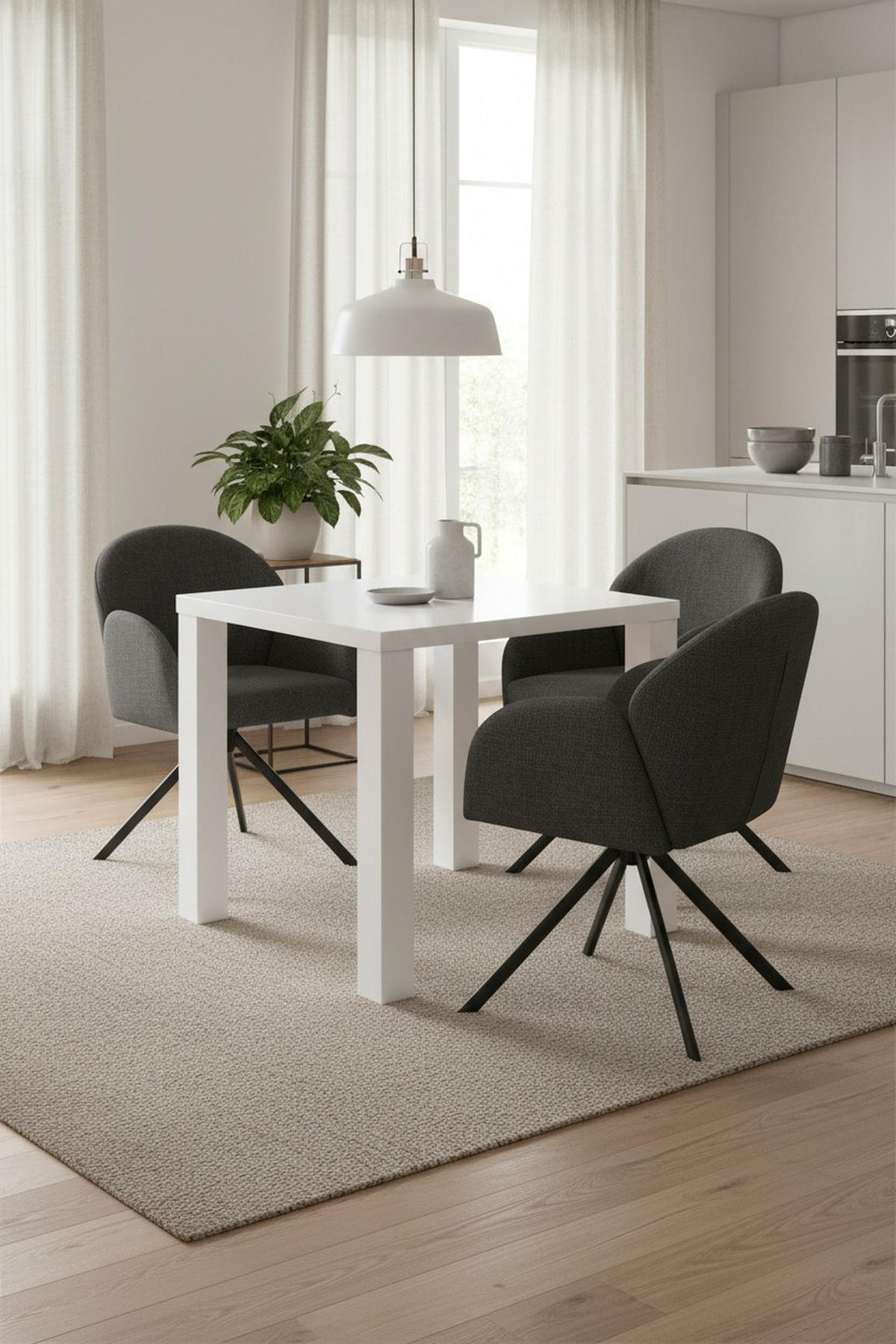 ESSTISCH 80/80/75 cm Nachbildung  Holzwerkstoff quadratisch Weiß Hochglanz  - Weiß Hochglanz, KONVENTIONELL, Holzwerkstoff (80/80/75cm) - P & B