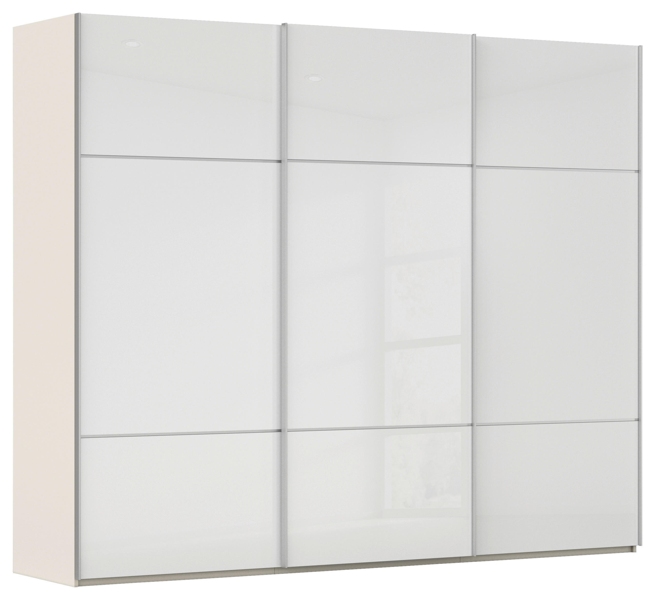 SCHWEBETÜRENSCHRANK 242/223/68 cm 3-türig Weiß, Champagner  - Champagner/Alufarben, KONVENTIONELL, Glas/Holzwerkstoff (242/223/68cm) - Novel