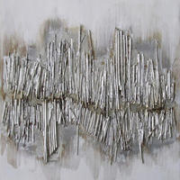 ÖLGEMÄLDE Abstraktes, Strukturen 60/60 cm  - Silberfarben, Design, Holz/Textil (60/60cm) - Monee