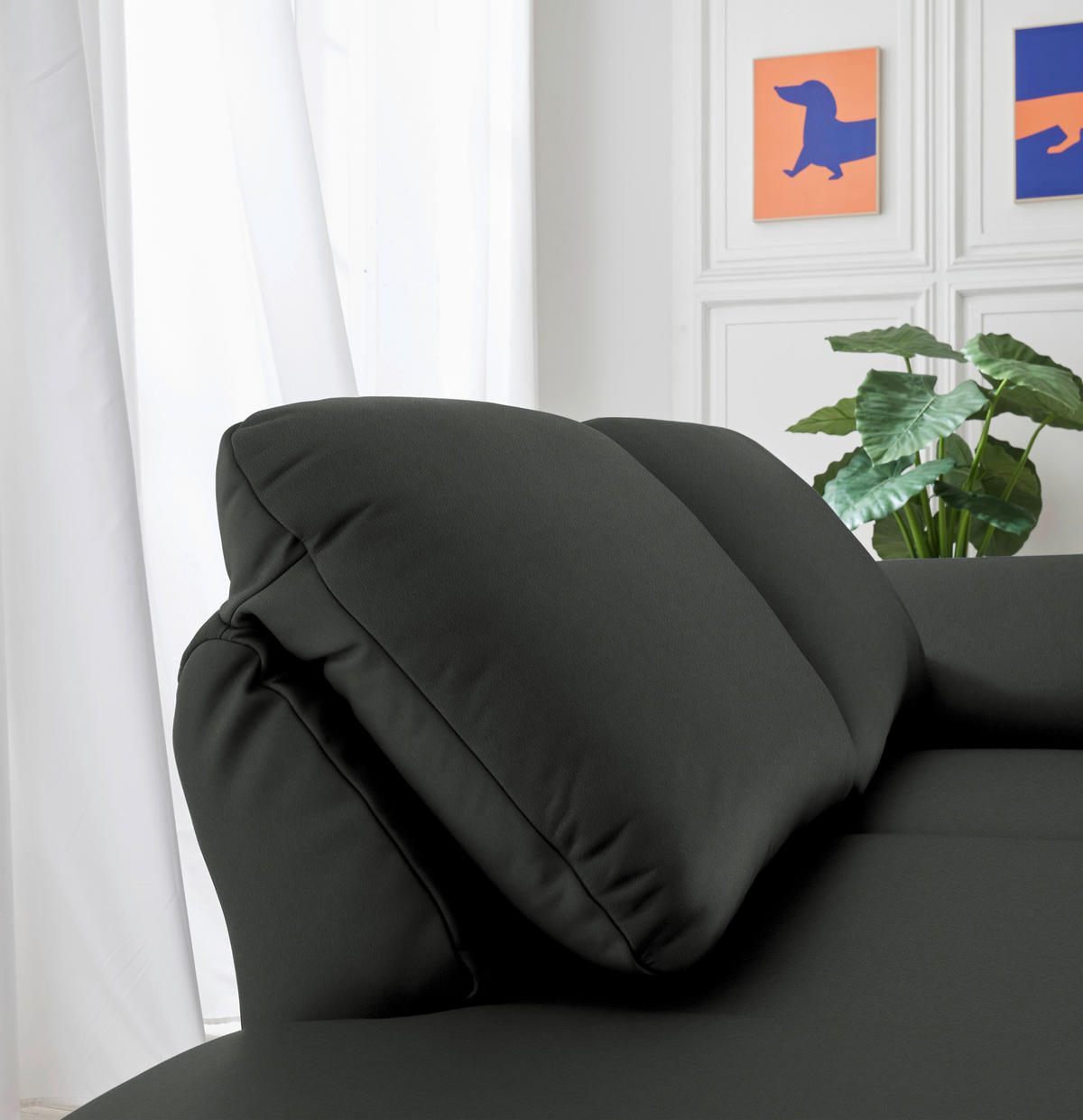 RÉCAMIERE in Echtleder Dunkelgrau  - Chromfarben/Dunkelgrau, Design, Leder/Metall (209/85-109/95-16cm) - Dieter Knoll