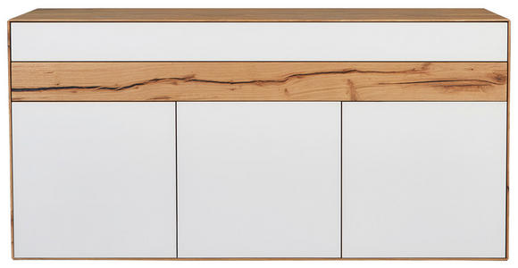 SIDEBOARD Solida  in 152/90,3/47,6 cm  - Eichefarben/Schwarz, Design, Glas/Holz (152/90,3/47,6cm) - Valnatura