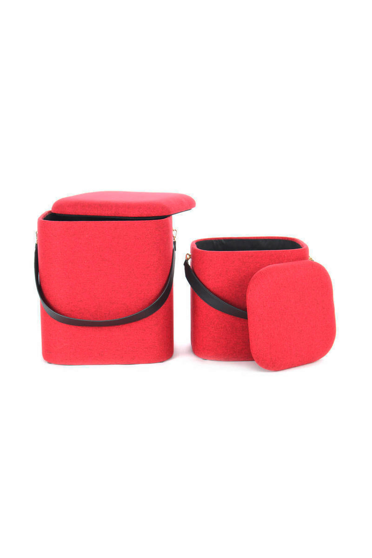 SADA TABURETŮ,  - černá/červená, Basics, textil/plast (29,5+35,5cm)