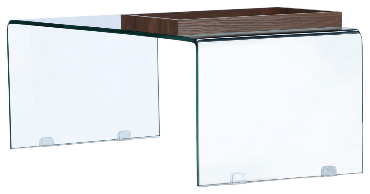 COUCHTISCH 110/50/38 cm rechteckig Braun, Klar  - Klar/Braun, Design, Glas (110/50/38cm) - Livetastic