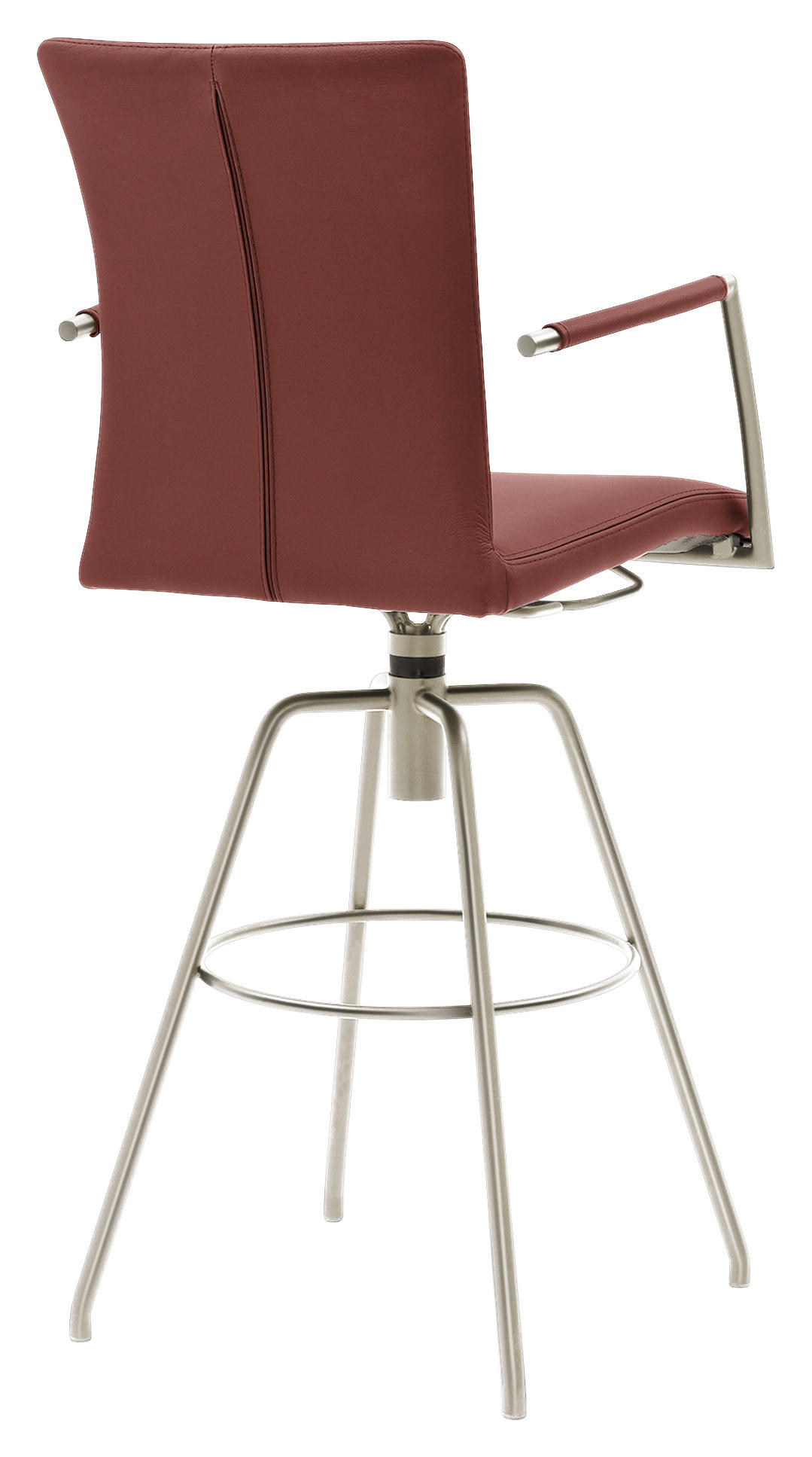 BARHOCKER Echtleder Rot Lederauswahl, Stoffauswahl, Typenauswahl, automatische Rückholfunktion  - Rot, Design, Leder/Metall (55/114/58cm) - Musterring