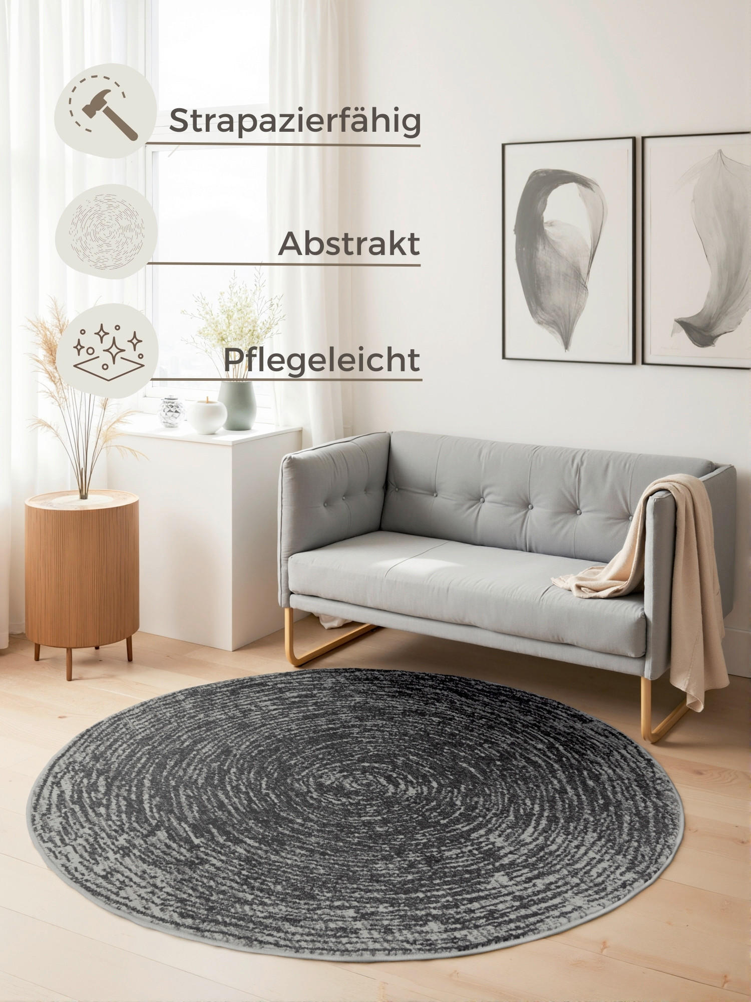 WEBTEPPICH 160 cm Gloria Grau  - Grau, Design, Kunststoff/Textil (160cm)