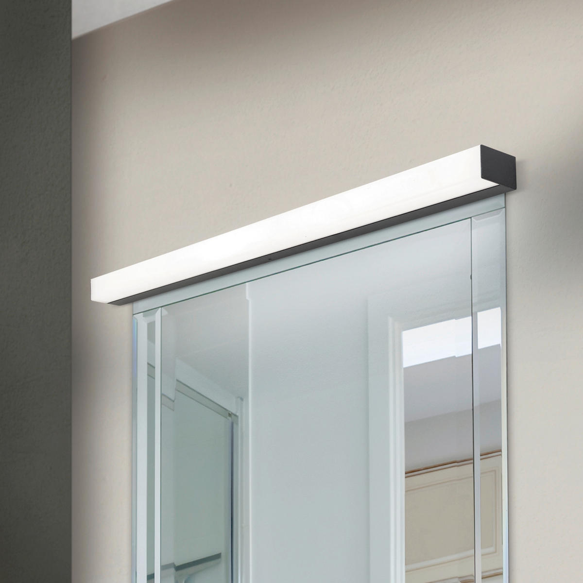 SPIEGELLEUCHTE Horizon   - Schwarz/Weiß, KONVENTIONELL, Kunststoff/Metall (90/4/5,8cm)