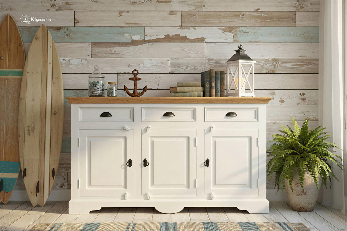 SIDEBOARD  150/90/40 cm 3 Schublade(n)  - Schwarz/Weiß, KONVENTIONELL, Holz/Holzwerkstoff (150/90/40cm) - MID.YOU