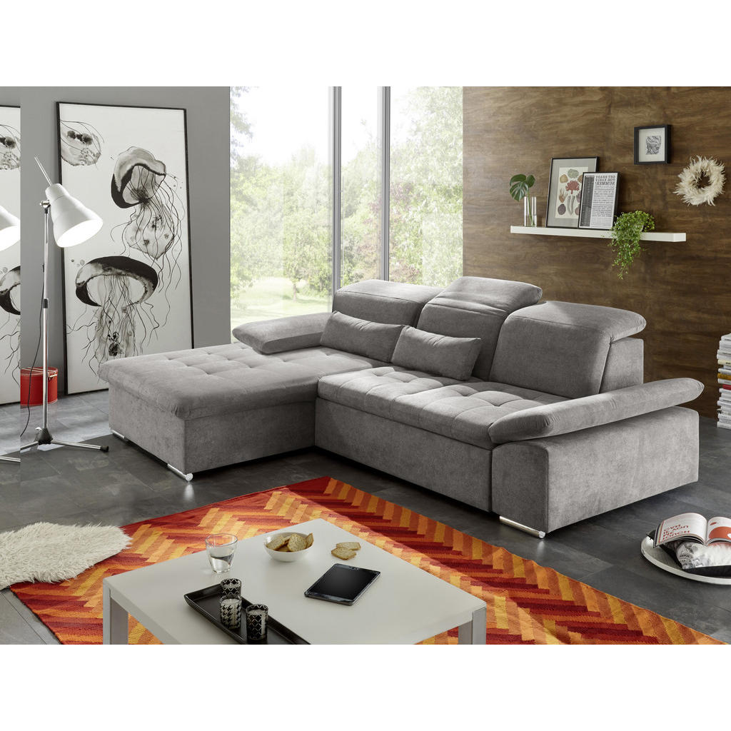 Thumbnail - Mid.you Ecksofa, Schlamm, Textil, Uni, Füllung: Polyester, Ottomane links, L-Form, 276x188 cm, seitenverkehrt erhältlich...