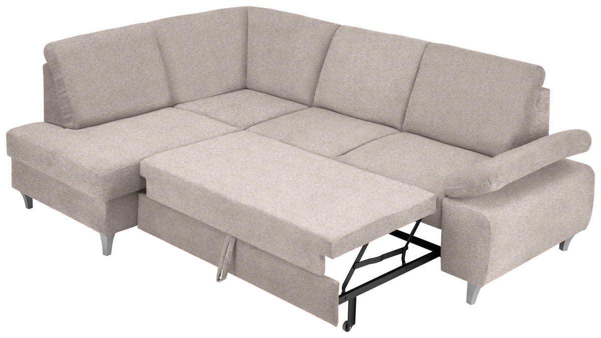 ECKSOFA in Flachgewebe Rosa  - Silberfarben/Rosa, Konventionell, Holz/Textil (186/255cm) - Cantus