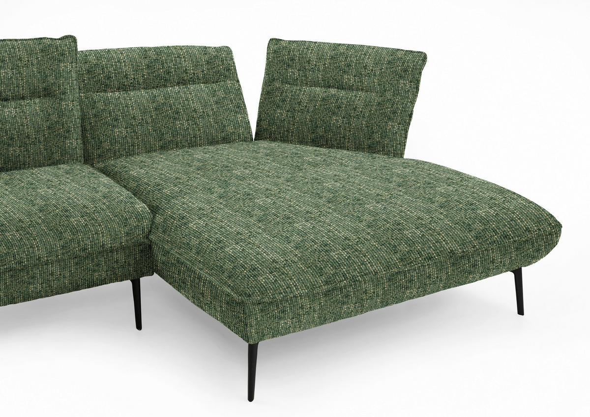 ECKSOFA in Flachgewebe Olivgrün  - Schwarz/Olivgrün, Design, Textil/Metall (339/153cm) - Moderano