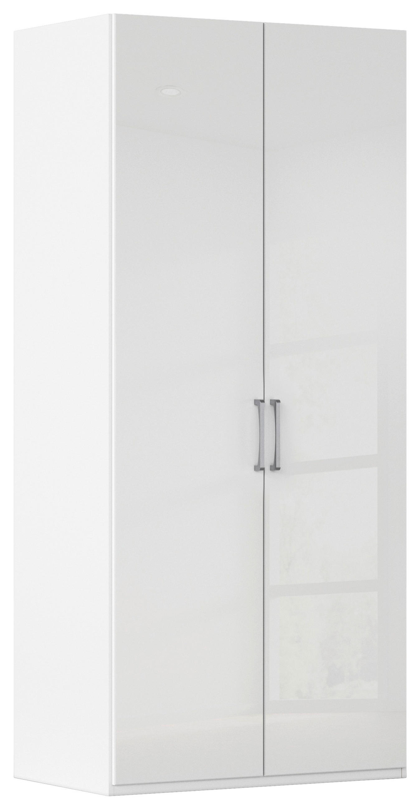 DREHTÜRENSCHRANK 101/223/61 cm,  in Weiß, Weiß Hochglanz, 2-türig  - Edelstahlfarben/Weiß Hochglanz, Basics, Holzwerkstoff/Metall (101/223/61cm) - Novel