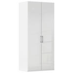 DREHTÜRENSCHRANK 101/223/61 cm,  in Weiß, Weiß Hochglanz, 2-türig  - Edelstahlfarben/Weiß Hochglanz, Basics, Holzwerkstoff/Metall (101/223/61cm) - Novel