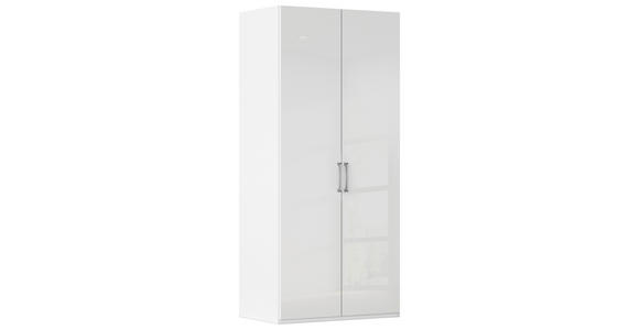 DREHTÜRENSCHRANK 101/223/61 cm,  in Weiß, Weiß Hochglanz, 2-türig  - Edelstahlfarben/Weiß Hochglanz, Basics, Holzwerkstoff/Metall (101/223/61cm) - Novel