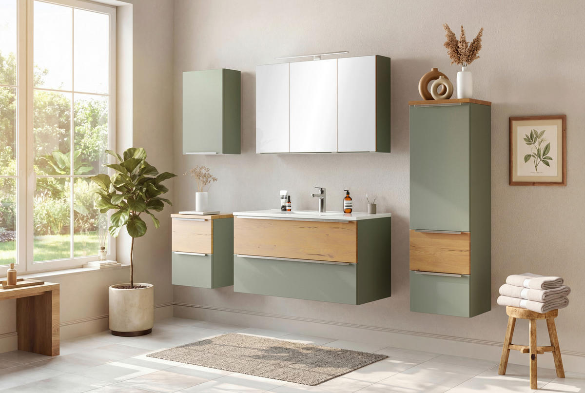 MIDISCHRANK 40/130/35 cm  - Schilfgrün/Wildeiche, Trend, Holzwerkstoff/Metall (40/130/35cm) - Held