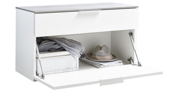 GARDEROBENBANK Grau, Weiß - Weiß/Grau, Design (90/50/35cm) - Carryhome