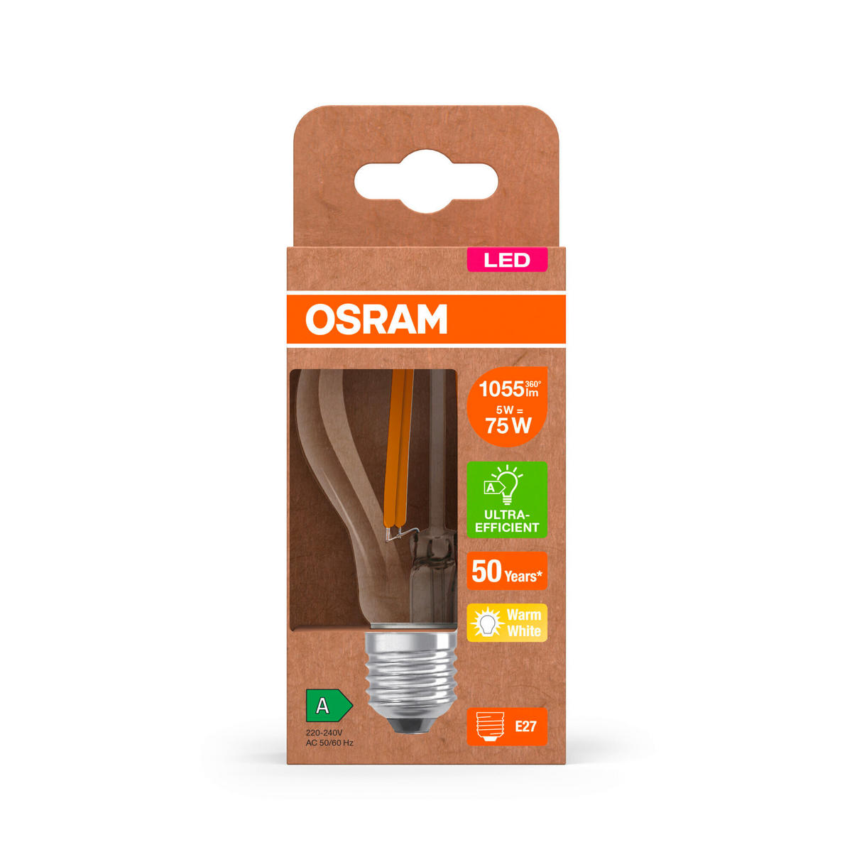 LED-FILAMENT-LEUCHTMITTEL   E27 5 W  - Klar, Basics, Glas (6/10,5cm)