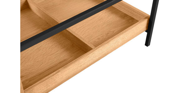 COUCHTISCH Eiche furniert, massiv ESG 110/60/40 cm rechteckig Klar, Naturfarben, Schwarz - Klar/Eichefarben, Natur, Glas/Holz (110/60/40cm) - Novel