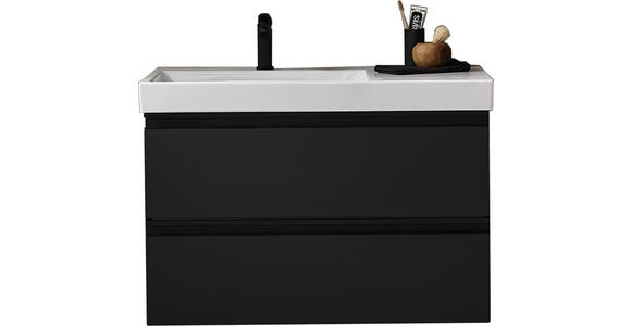 WASCHTISCHKOMBI 92 cm - Schwarz/Weiß, Design, Keramik/Holzwerkstoff (92cm) - Novel