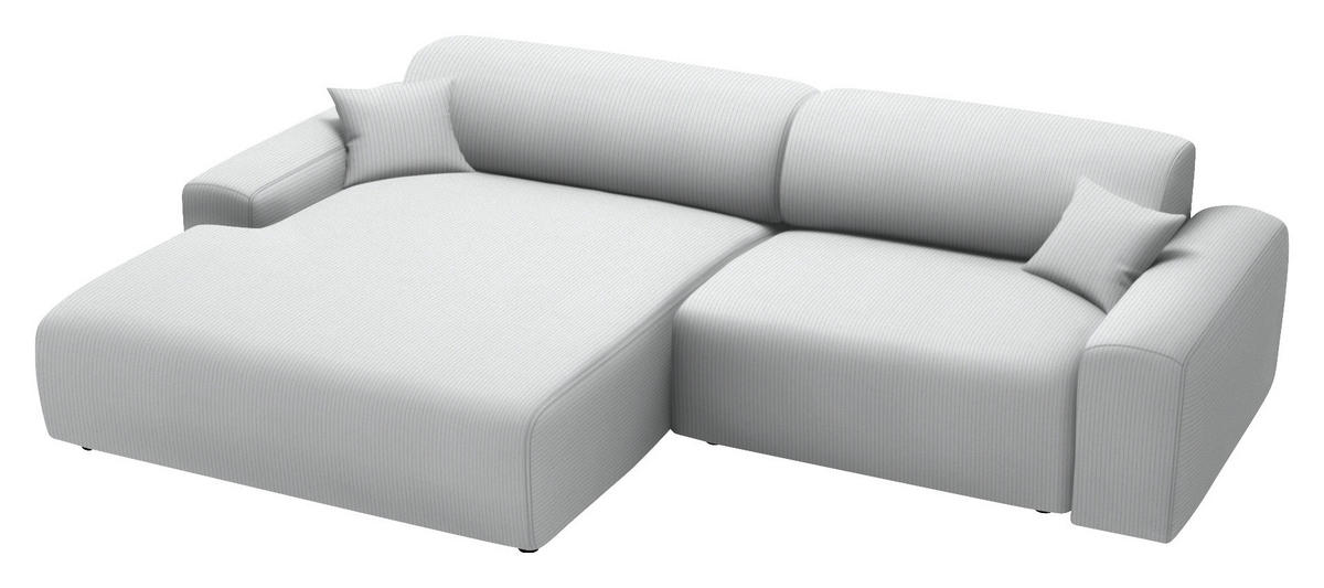 ECKSOFA in Velours, Feincord Silberfarben  178/292 cm  - Silberfarben/Schwarz, Design, Kunststoff/Textil (178/292cm) - home24