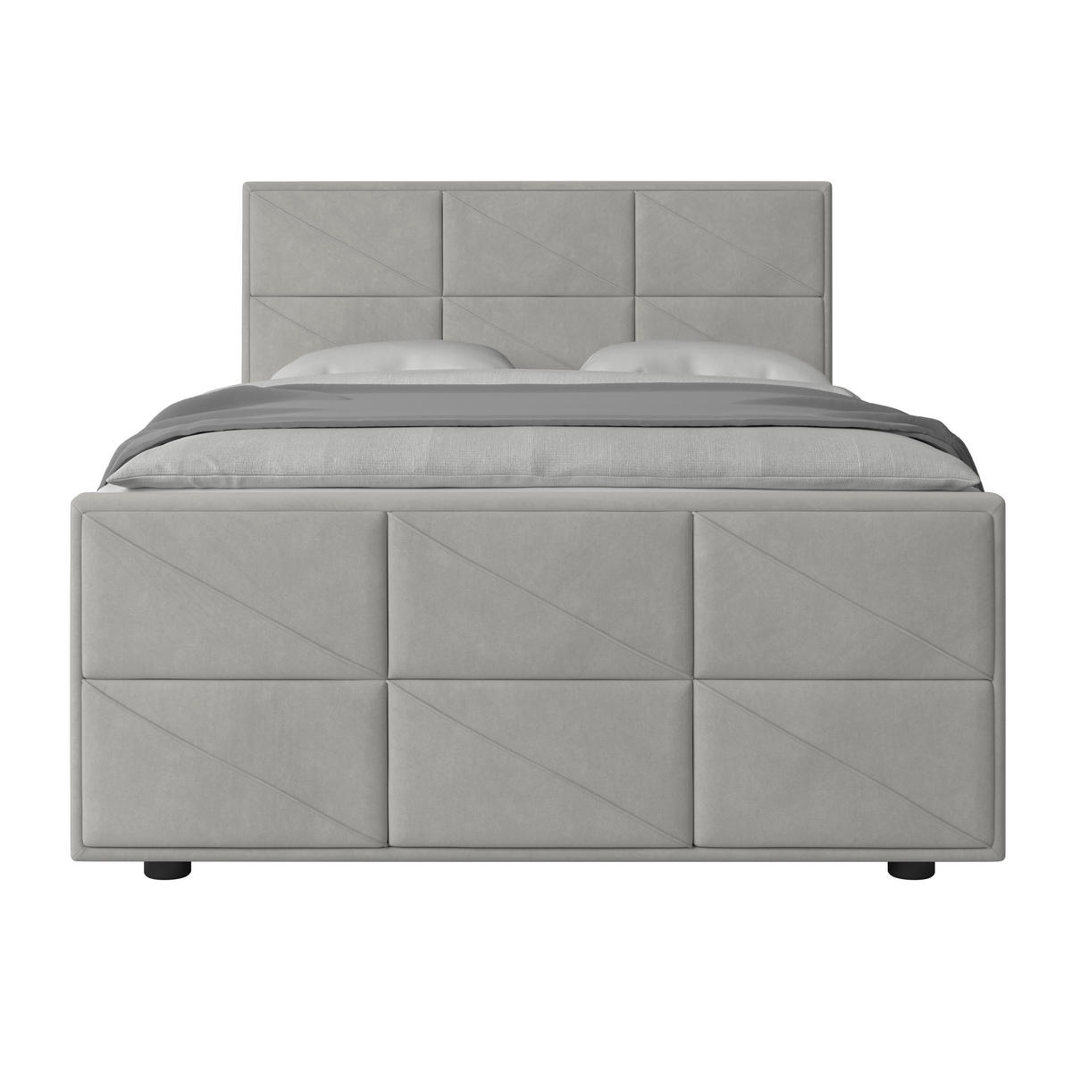 BOXSPRINGBETT 140/200 cm  in Hellgrau  - Hellgrau, Modern, Holz/Kunststoff (140/200cm) - MID.YOU