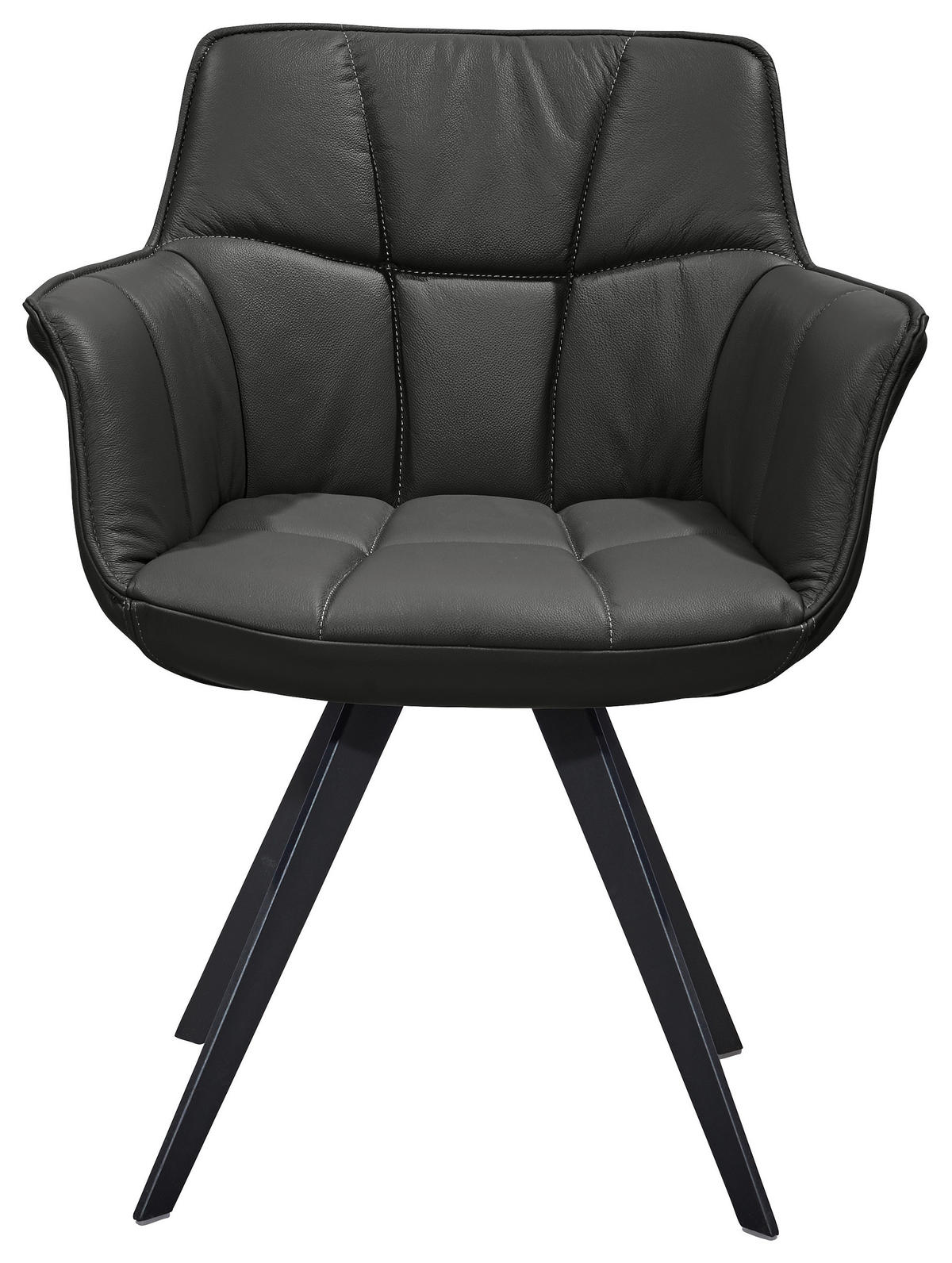 ARMLEHNSTUHL  in Echtleder pigmentiert  - Schwarz, Design, Leder/Metall (67/85/60cm) - Musterring